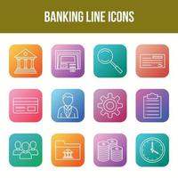 Unique Banking Line icon set vector