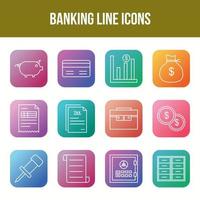 Unique Banking Line icon set vector