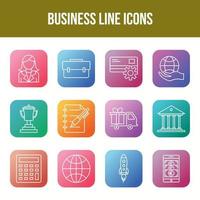 Unique Business Line icon set vector