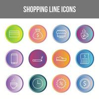 Unique Shopping Line icon set vector