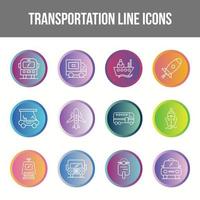 conjunto de iconos de línea de transporte único vector