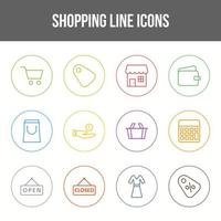 conjunto de iconos de línea de compras única vector