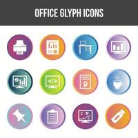 Unique Office Glyph icon set vector