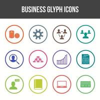 Unique Business Glyph icon set vector