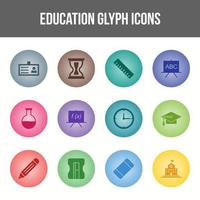 conjunto de iconos de glifo de educación única vector