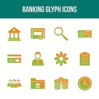 Unique Banking Glyph icon set vector