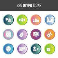 Unique SEO Glyph icon set vector