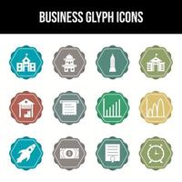 Unique Business Glyph icon set vector