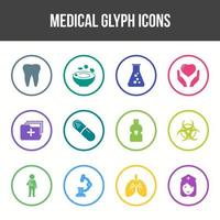 conjunto de iconos de glifo médico único vector