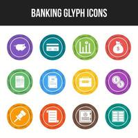 Unique Banking Glyph icon set vector