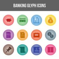 Unique Banking Glyph icon set vector