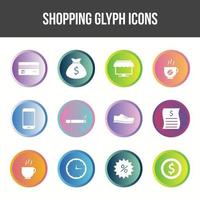 Unique Shopping Glyph icon set vector