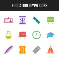 conjunto de iconos de glifo de educación única vector