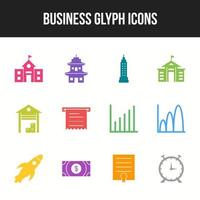 Unique Business Glyph icon set vector