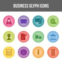 Unique Business Glyph icon set vector