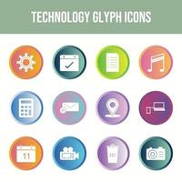 conjunto de iconos de línea de tecnología única vector