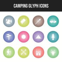 hermoso conjunto de iconos de vector de camping