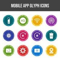 12 Mobile App Vector Icons in One Set