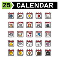 Calendar event icon set include global, world, calendar, date, event, van, appointment, trophy, corona, virus, alarm, clock, book, school, trash, delete, buoy, safety, house, home, bell, gear, setting vector