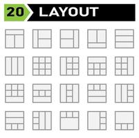 Layout icon set include layout, grid, dashboard, interface, user interface, align, template, design, flayer, graphic, cover, poster, vector, banner, creative, concept, brochure, abstract, modern, bus vector