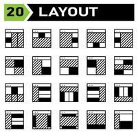 Layout icon set include layout, grid, dashboard, interface, user interface, align, template, design, flayer, graphic, cover, poster, vector, banner, creative, concept, brochure, abstract, modern, bus vector