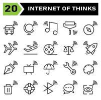 Internet of things icon set include bus, internet of things, globe, world, music, tone, roller, paint, compass, navigation, plane, airplane, takeoff, film roll, movie, scales, balance, rocket vector