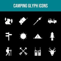 hermoso conjunto de iconos de vector de camping