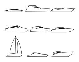 conjunto de íconos aislados en un yate temático, barco vector