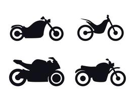 conjunto de iconos aislados en un color negro de motocicleta temática vector