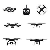 Set of isolated icons on a theme uav camera black color vector