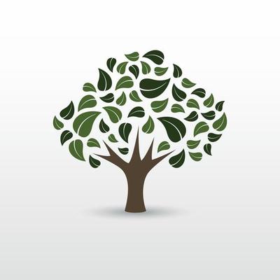 illustration of tree in color isolated on white background
