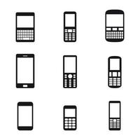 Set of black isolated icons on a theme mobile gadgets vector