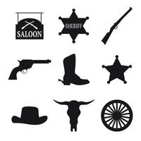 Set of isolated black icons on a theme western vector