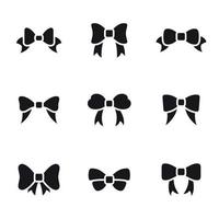 Set of simple black icons on a theme bows vector