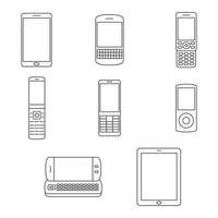 Set of isolated line icons on a theme mobile phones vector