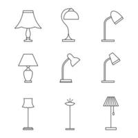 Light fixture linear icons Lamps and lighting devices vector