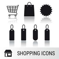 mall and supermarket black color symbols web store and e commerce silhouette vector