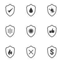 iconos de protección simple sobre fondo blanco vector