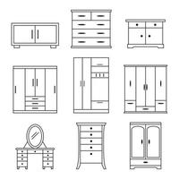 Set of linear icons on a theme cupboard vector