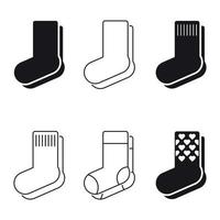 conjunto de iconos negros simples en un tema calcetines vector