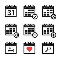 Set of isolated, simple icons on a theme calendar vector