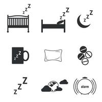 Set of isolated icons on a theme sleep vector