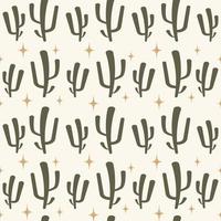 Seamless pattern summer cactus on desert with stars. For fashion fabric and all prints on light beige sand background vector