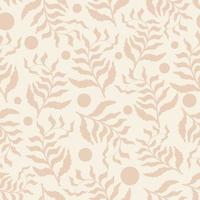 Herbal seamless beige pattern with leaves and circles. Modern abstract design for paper, cover, fabric, print vector
