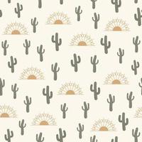 Seamless pattern vector summer cactus on desert with sun for fashion fabric and all prints on light beige sand background