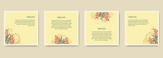 Trendy floral square abstract templates. Suitable for social media posts, mobile apps, cards, invitations, banners design vector