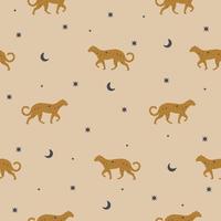 Seamless vector pattern background with leopard. Perfect for wallpapers, web page backgrounds, surface textures, textile.