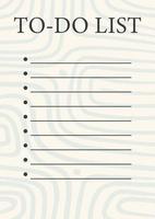 Template for To Do List with lettering and doodle background. Organizer with lined page and dots. Trendy self-organization concept with graphic design elements. vector