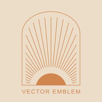 Linear boho icon - sun logo design template - abstract design element for decoration in modern minimalist style vector