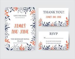 Vintage Wedding Invitation template. Modern design. Wedding Invitation design with flower background. Tradition decoration for wedding. Vector illustration